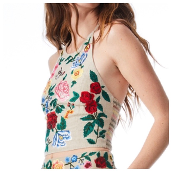 ALICE + OLIVIA Jaymee Embroidered Halter Top - Picture 10 of 15